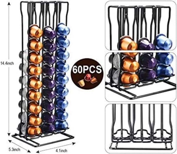 Dubkart Coffee accessories 60 PCS Coffee Capsules Holder Nespresso Coffee Pods (Black)