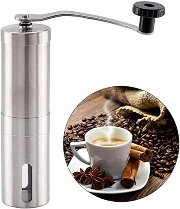 Dubkart Coffee accessories Manual Coffee Grinder Conical Burr Mill Brushed Stainless Steel (Silver)