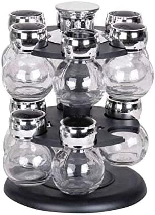 Dubkart Containers & Storage 16 PCS Rotating Glass Spice Jar Storage Rack Set