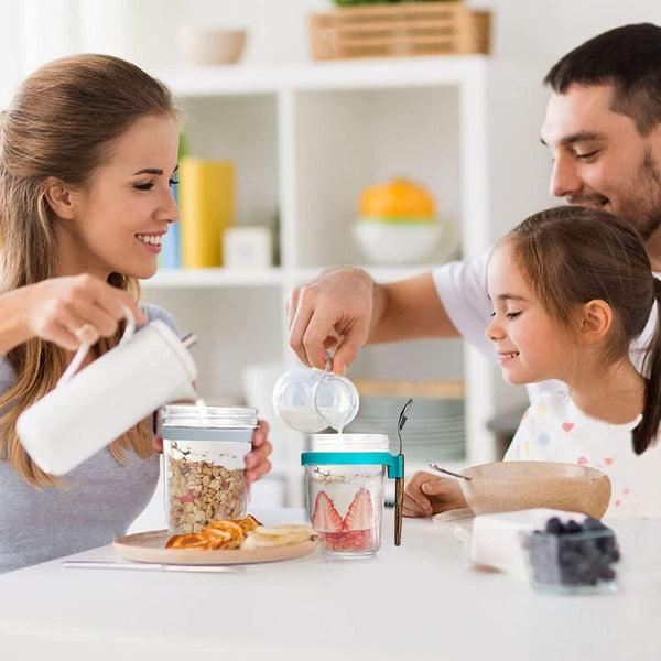 Dubkart Containers & Storage 2 PCS Overnight Oats Jar Airtight with Lid and Spoon 350ml