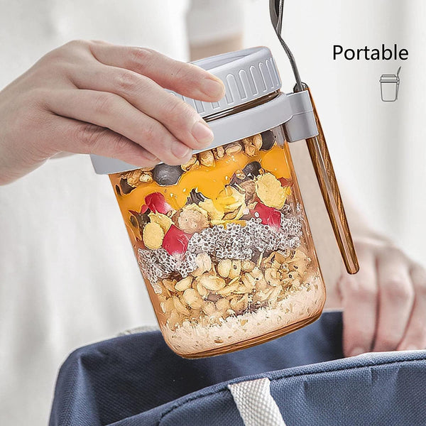 Dubkart Containers & Storage 2 PCS Overnight Oats Jar Airtight with Lid and Spoon 350ml