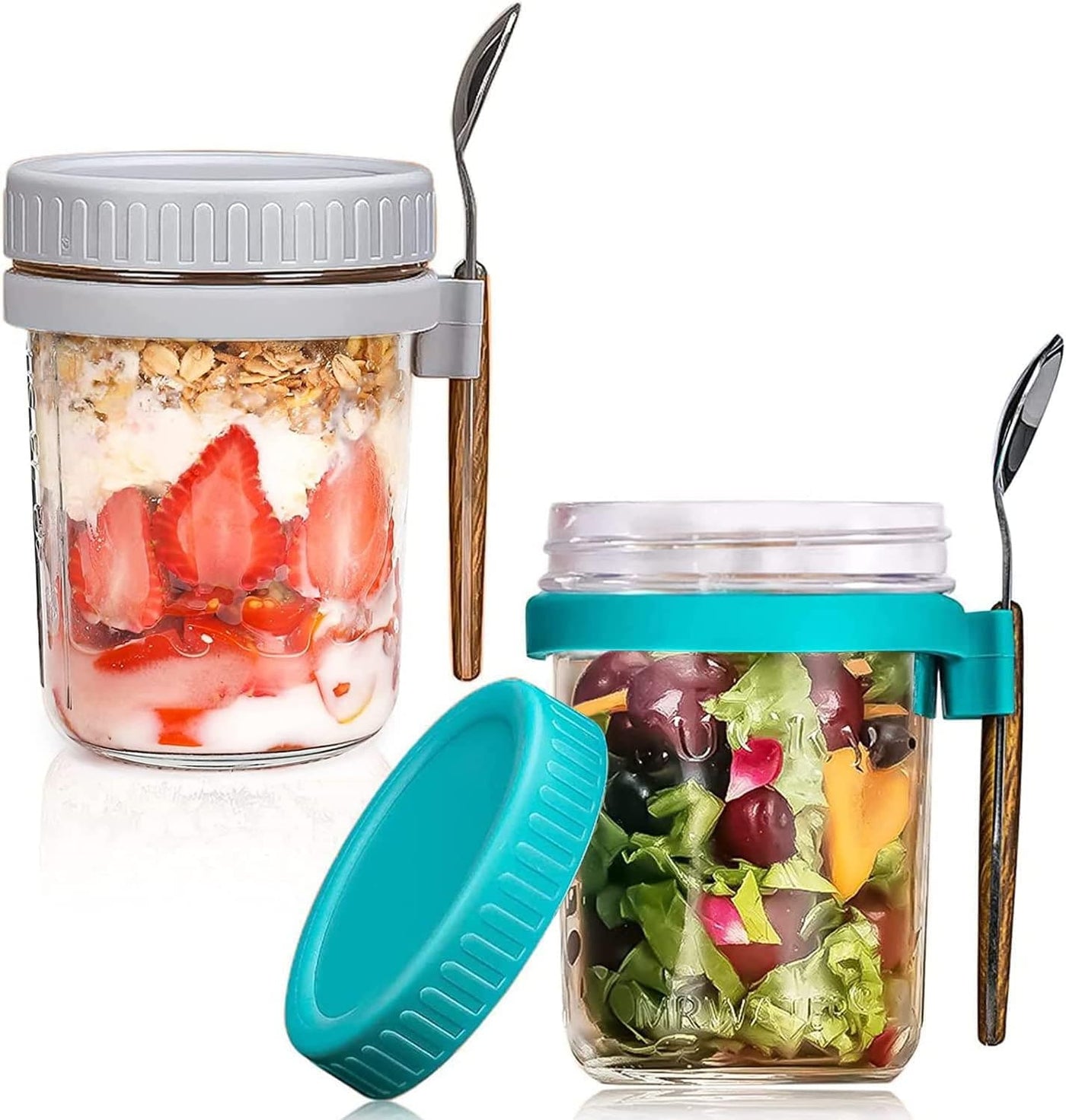 Dubkart Containers & Storage 2 PCS Overnight Oats Jar Airtight with Lid and Spoon 350ml