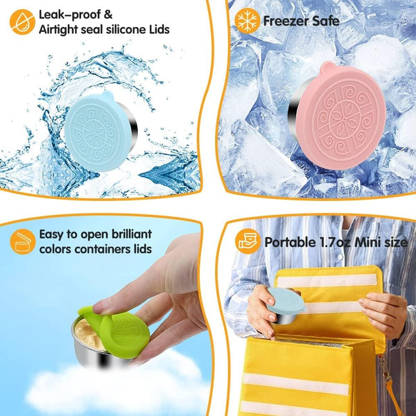 Dubkart Containers & Storage 3 PCS Sauce Salad Dressing Condiments Container Bowl Cups with Lids