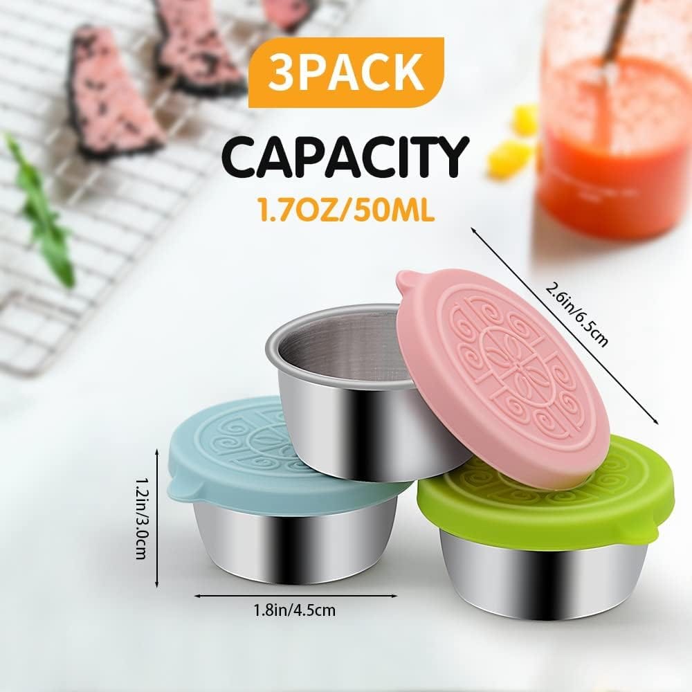 Dubkart Containers & Storage 3 PCS Sauce Salad Dressing Condiments Container Bowl Cups with Lids