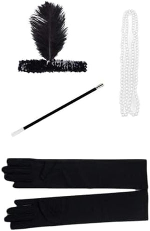 Dubkart Costumes Gatsby Costume 1920s Accessories Sets Feather Headband Gloves