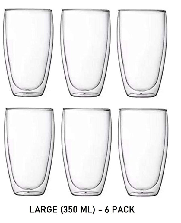 Dubkart Cups and glasses Double Wall Stylish Serving Glass Set (Medium & Large)