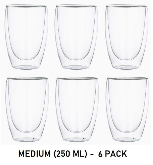 Dubkart Cups and glasses Double Wall Stylish Serving Glass Set (Medium & Large)