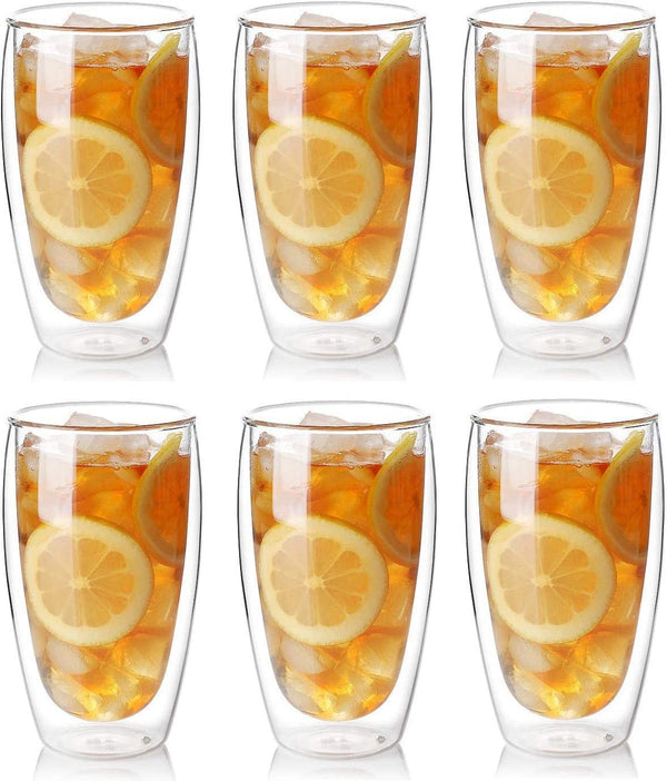 Dubkart Cups and glasses Double Wall Stylish Serving Glass Set (Medium & Large)