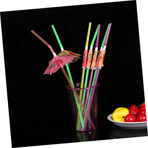 Dubkart Cutlery 100 PCS Fancy Tropical Beach Cocktail Umbrella Drinking Straws