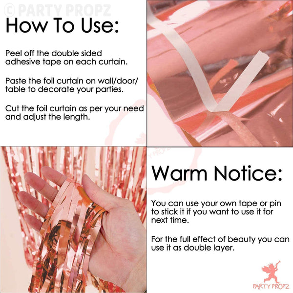 Dubkart Decor 2 PCS Rose Gold Fringe Curtains Wedding Birthday Party Photo Booth Background