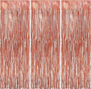 Dubkart Decor 2 PCS Rose Gold Fringe Curtains Wedding Birthday Party Photo Booth Background