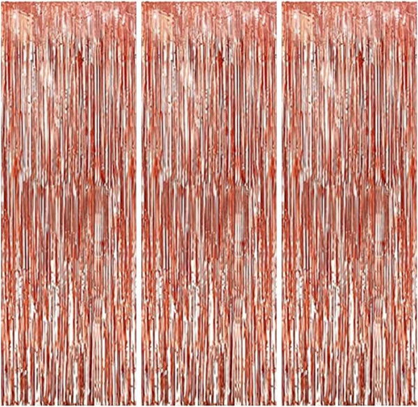 Dubkart Decor 2 PCS Rose Gold Fringe Curtains Wedding Birthday Party Photo Booth Background