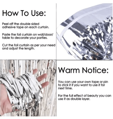 Dubkart Decor 2 PCS Silver Fringe Curtains Wedding Birthday Party Photo Booth Background