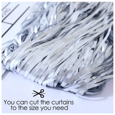 Dubkart Decor 2 PCS Silver Fringe Curtains Wedding Birthday Party Photo Booth Background