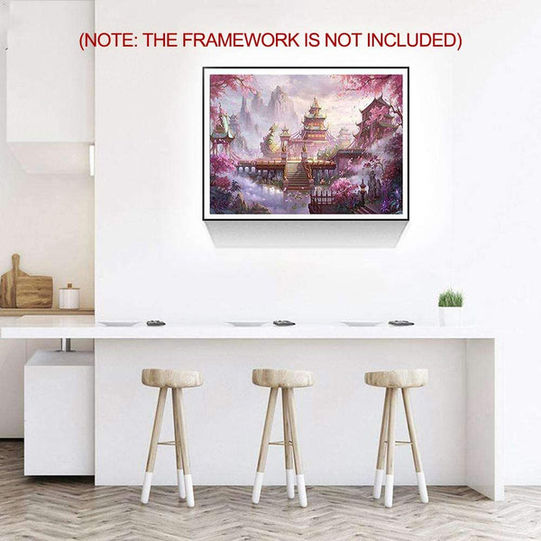 Dubkart DIY 5D Diamond Chinese Palace Home Decor Painting Needlework Craft Kit Set