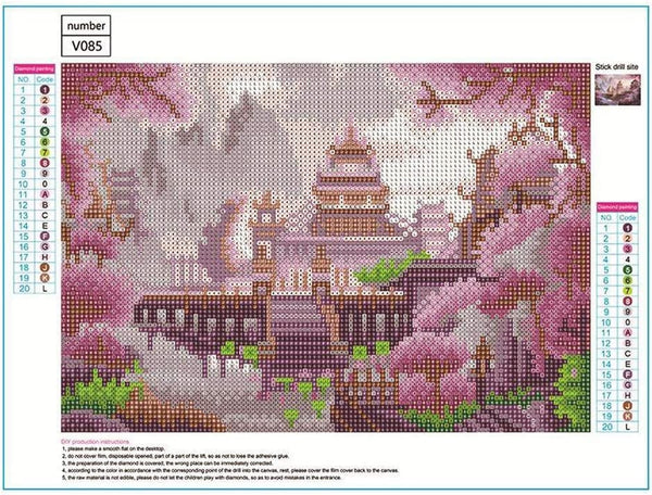 Dubkart DIY 5D Diamond Chinese Palace Home Decor Painting Needlework Craft Kit Set