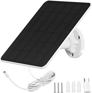 Dubkart DUBKART 6W Solar Panel for Security Camera,Solar Panel Type-C &Micro,Camera Solar Panel for Rechargeable Battery Security Camera,IP65 Waterproof 360°Adjustable Mounting (6W)