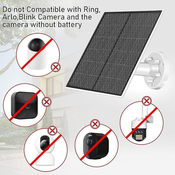 Dubkart DUBKART 6W Solar Panel for Security Camera,Solar Panel Type-C &Micro,Camera Solar Panel for Rechargeable Battery Security Camera,IP65 Waterproof 360°Adjustable Mounting (6W)