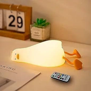 Dubkart DUBKART LED Lying Flat Duck Night Light, 3 Level Dimmable Nursery Nightlight,Warm Light, Silicone Rechargeable Nursery Nightlight Bedside Touch Lamp for Breastfeeding, Room Decor