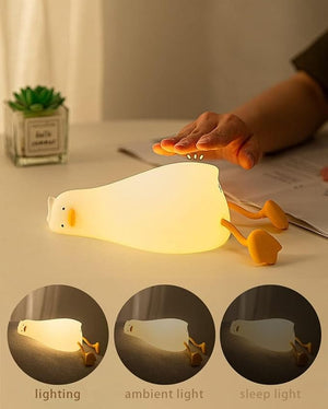 Dubkart DUBKART LED Lying Flat Duck Night Light, 3 Level Dimmable Nursery Nightlight,Warm Light, Silicone Rechargeable Nursery Nightlight Bedside Touch Lamp for Breastfeeding, Room Decor