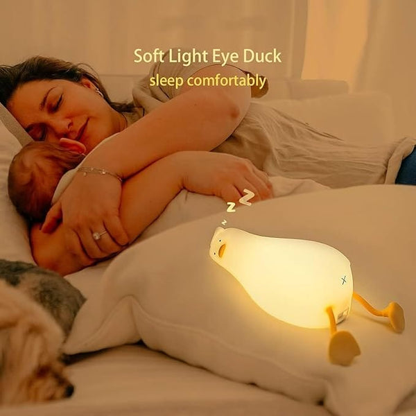 Dubkart DUBKART LED Lying Flat Duck Night Light, 3 Level Dimmable Nursery Nightlight,Warm Light, Silicone Rechargeable Nursery Nightlight Bedside Touch Lamp for Breastfeeding, Room Decor