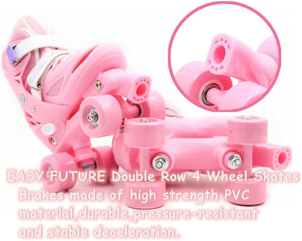 Dubkart DUBKART Roller Skates Adjustable Size Double Row 4 Wheel Skates for Children Skates for Boys And Girls Including Full Protective Gear Set