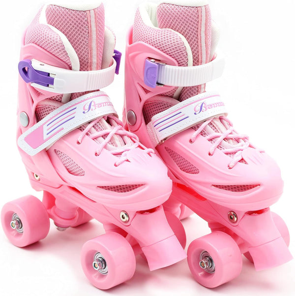 Dubkart DUBKART Roller Skates Adjustable Size Double Row 4 Wheel Skates for Children Skates for Boys And Girls Including Full Protective Gear Set