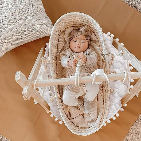 Dubkart DUBKART Wooden Baby Gym with 6 Hanging Toys Foldable Baby Play Gym Frame Activity Gym Hanging Bar Newborn Gift Baby Girl and Boy Gym，Baby Toys for Perfect 0-1.5 Years Baby