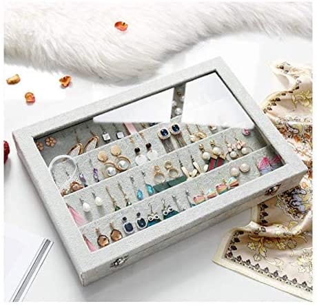 Dubkart Earrings Storage Organizer Velvet Tray Display Case