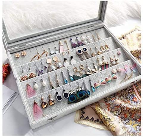 Dubkart Earrings Storage Organizer Velvet Tray Display Case