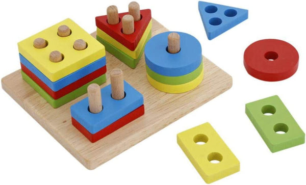 Dubkart Educational toys 17 PCS Children's Educational Wooden Shape Geometric Puzzle Toy