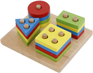 Dubkart Educational toys 17 PCS Children's Educational Wooden Shape Geometric Puzzle Toy