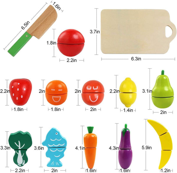 Dubkart Educational toys Kids Wooden Play Vegetables Fruits Food Pretend Play Toys Set