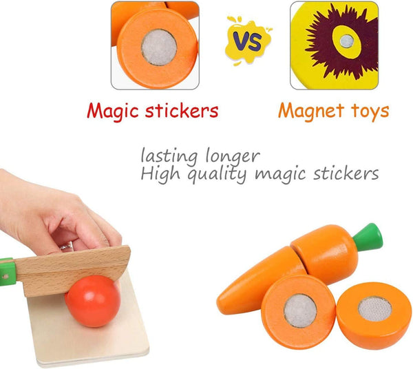 Dubkart Educational toys Kids Wooden Play Vegetables Fruits Food Pretend Play Toys Set