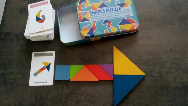 Dubkart Educational toys Tangram Kids Puzzle Early Education Box With 60 Cards (120 Puzzles)