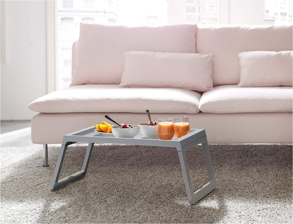 Dubkart Foldable Bed Table Tray Caddy for Food Laptop (Grey)