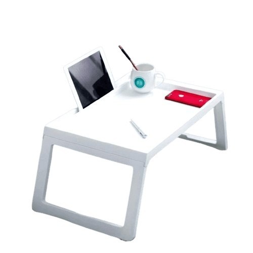 Dubkart Foldable Bed Table Tray Caddy for Food Laptop (White)