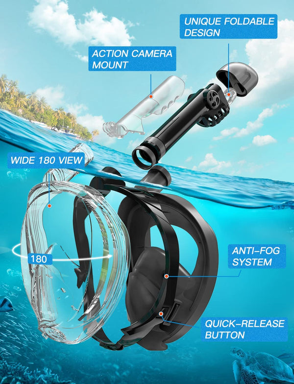 Dubkart Full Face Snorkelling Diving Scuba Mask (Large)
