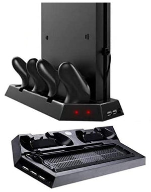 Dubkart Gaming 2in1 PS4 Slim Vertical Stand with Cooling Fan Dual Charging Dock