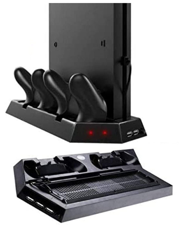 Dubkart Gaming 2in1 PS4 Slim Vertical Stand with Cooling Fan Dual Charging Dock