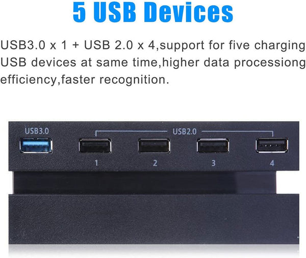 Dubkart Gaming 5 Port High Speed USB HUB Dock Splitter for Play Station PS4 USB