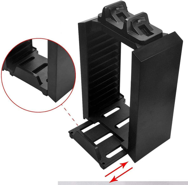 Dubkart Gaming PS4 Multi Disc Storage Tower Stand Holder Wired Charging Dock