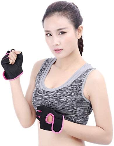 Dubkart Gloves Gym Sports Fitness Workout Riding Cycling Gloves (Blue / Pink)