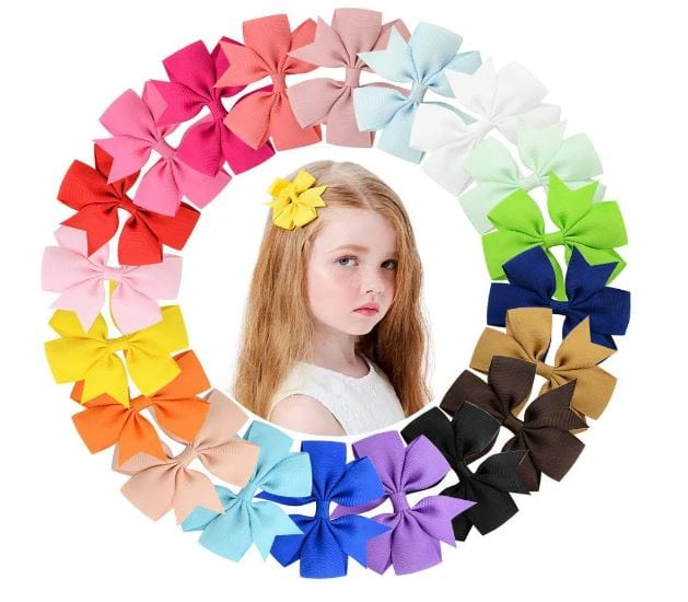 Dubkart Hair accessories 30 PCS Baby Girl Hair Bows Ribbon Boutique Clips Multi-Color