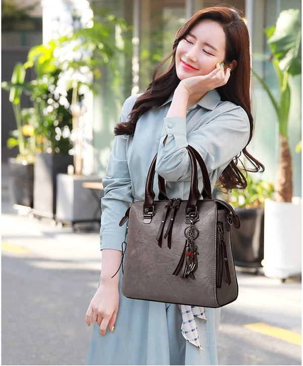 Dubkart Handbags 4 PCS Women's Shoulder Crossbody Tote Handbag Set (Grey)