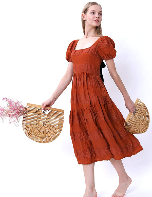 Dubkart Handbags Handmade Summer Bamboo Basket Straw Woven Tote Clutch Bag