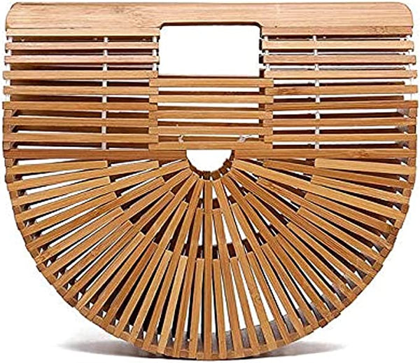 Dubkart Handbags Handmade Summer Bamboo Basket Straw Woven Tote Clutch Bag