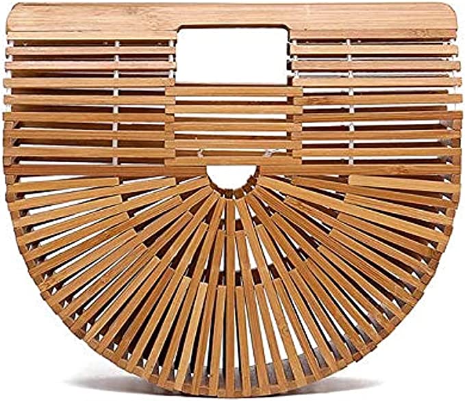 Dubkart Handbags Handmade Summer Bamboo Basket Straw Woven Tote Clutch Bag