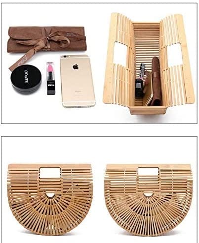Dubkart Handbags Handmade Summer Bamboo Basket Straw Woven Tote Clutch Bag