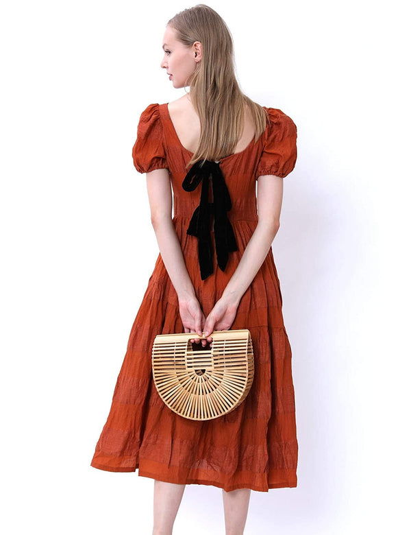 Dubkart Handbags Handmade Summer Bamboo Basket Straw Woven Tote Clutch Bag